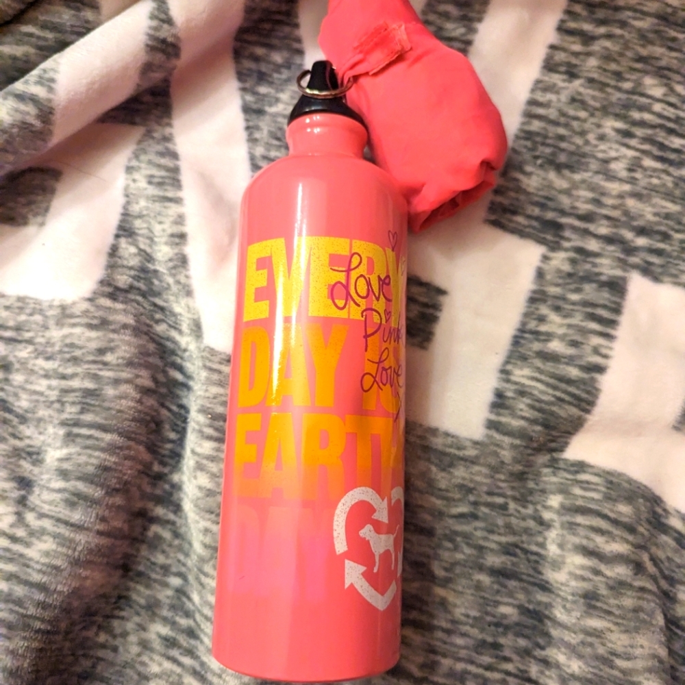 Victoria's Secret PINK HTF metal water bottle with waterproof shopper